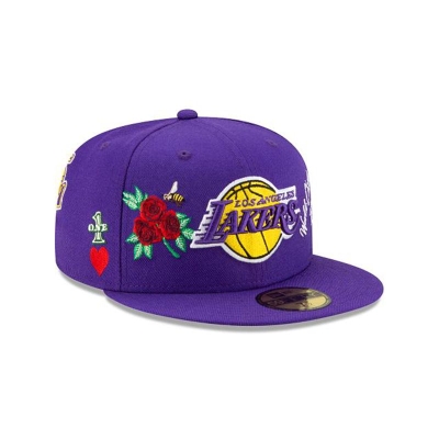 Purple Los Angeles Lakers Hat - New Era NBA Icon 59FIFTY Fitted Caps USA2748359